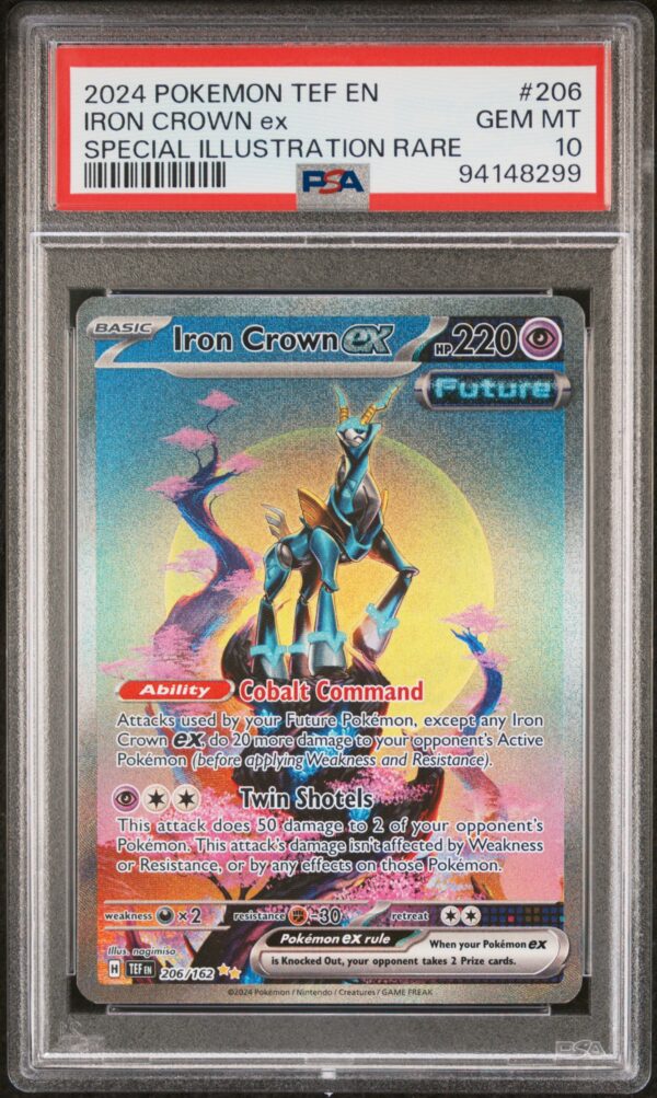 POKEMON TEF EN-TEMPORAL FORCES Sport TCG Cards Card Number 206 Player IRON CROWN ex Variety/Pedigree SPECIAL ILLUSTRATION RARE Grade GEM MT 10